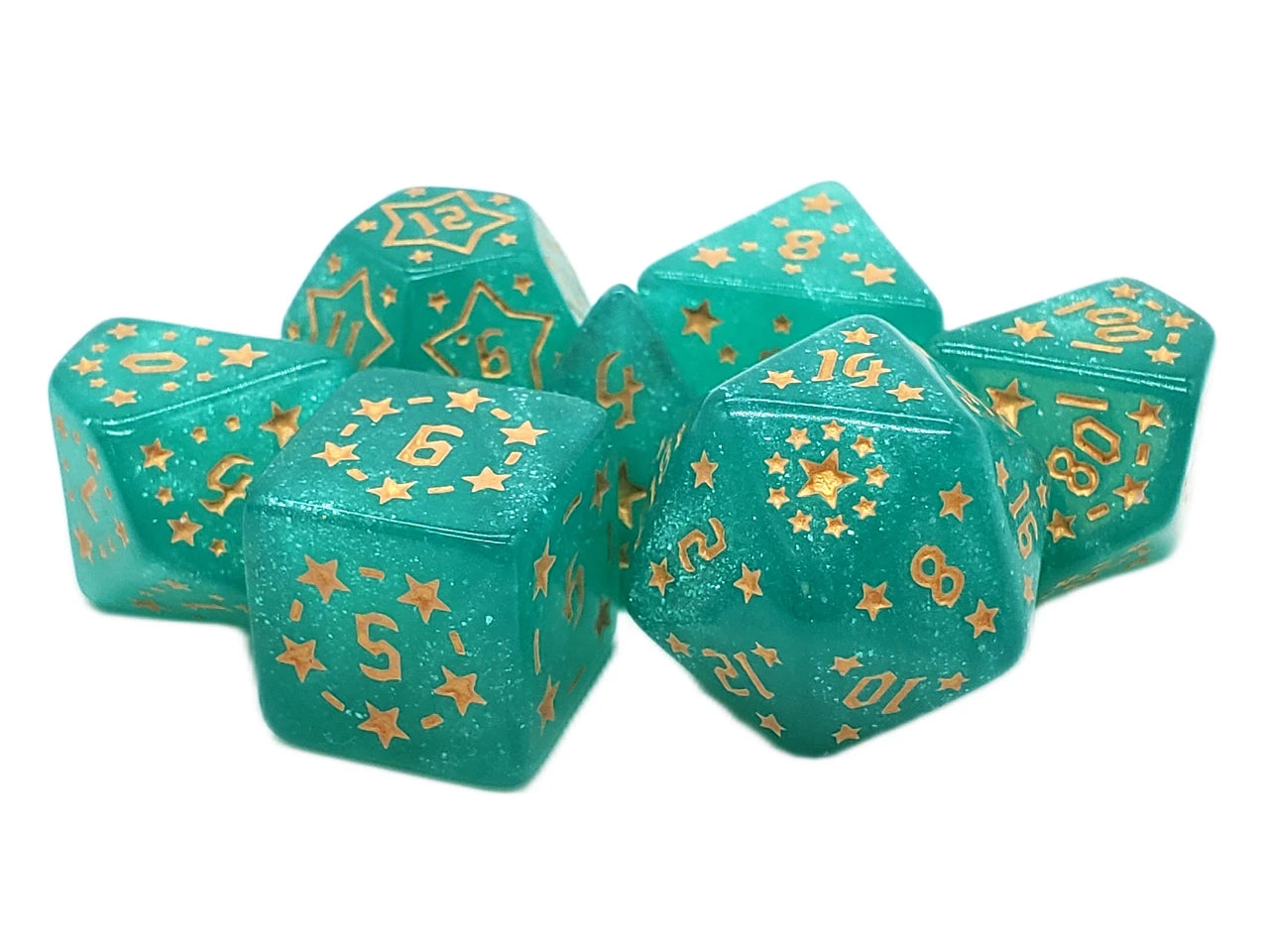 Rune Dice - Starlight - Teal RPG Dice Set
