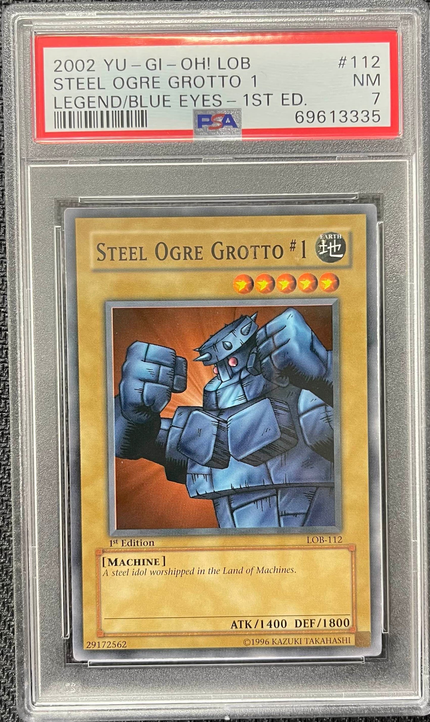 Graded Yu-gi-oh! - Steel Ogre Grotto (LOB-112) Legend of Blue Eyes 1st Ed PSA 7