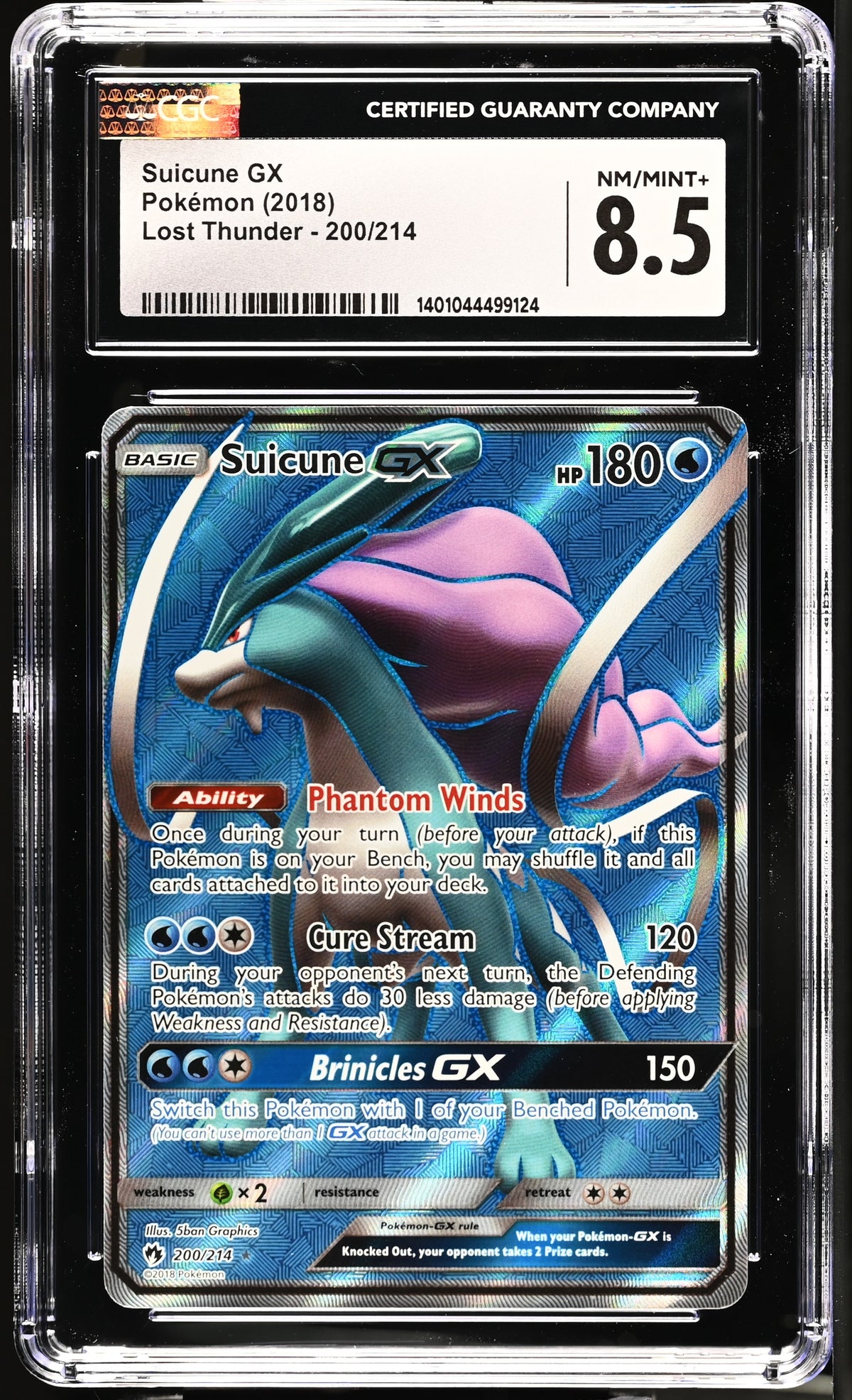 Graded Pokemon - Suicune GX (200/214) Lost Thunder CGC 8.5