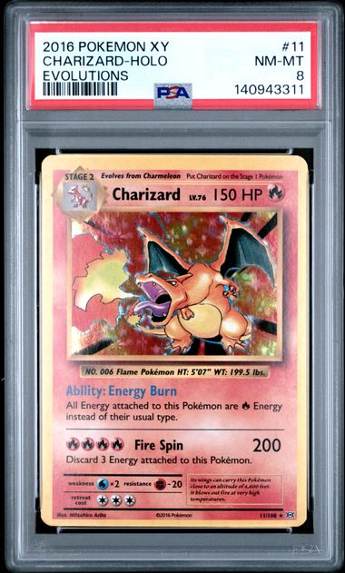 Graded Pokemon - Charizard (11/108) Evolutions PSA 8