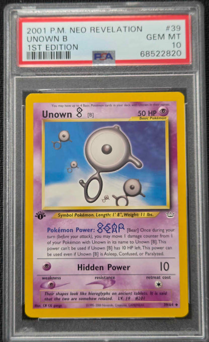 Graded Pokemon - Unown B (39/64) Neo Revelation 1st Edition PSA 10