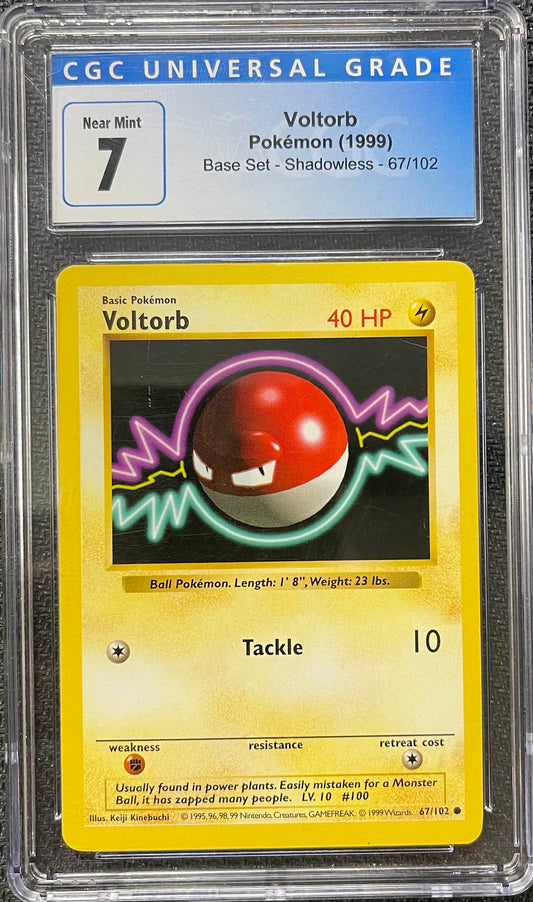 Graded Pokemon - Voltorb (67/102) Base Set Shadowless CGC 7