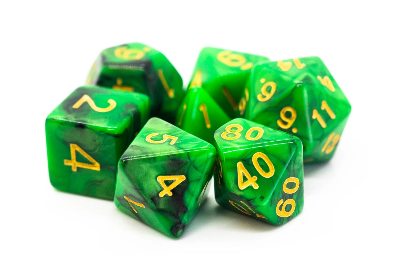 Vorpal - Green & Black w/ Gold RPG Dice Set