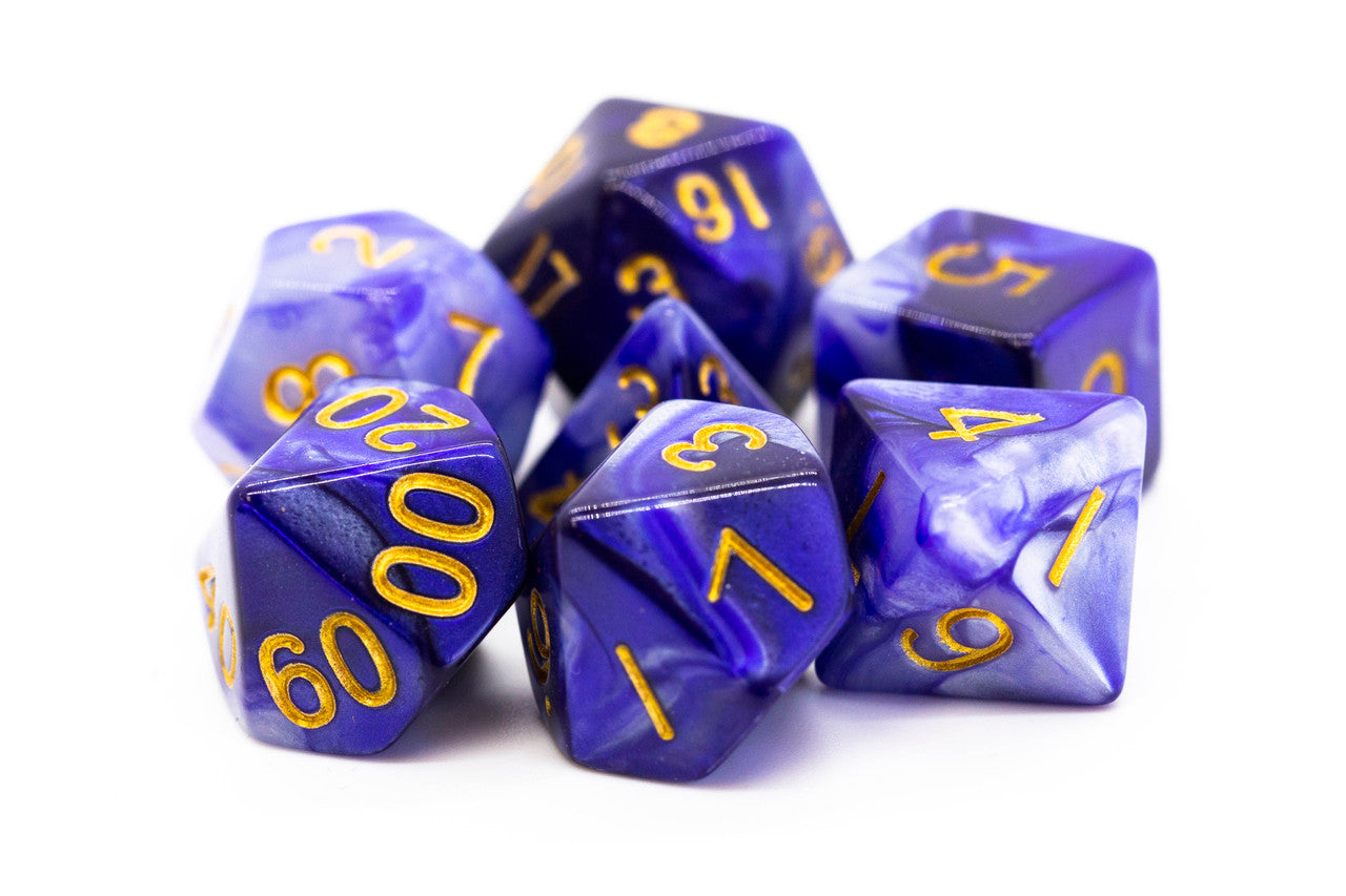 Vorpal - Purple & Grey w/ Gold RPG Dice Set