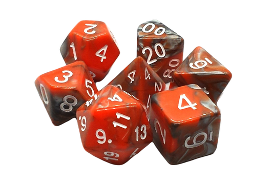 Vorpal - Silver & Orange RPG Dice Set