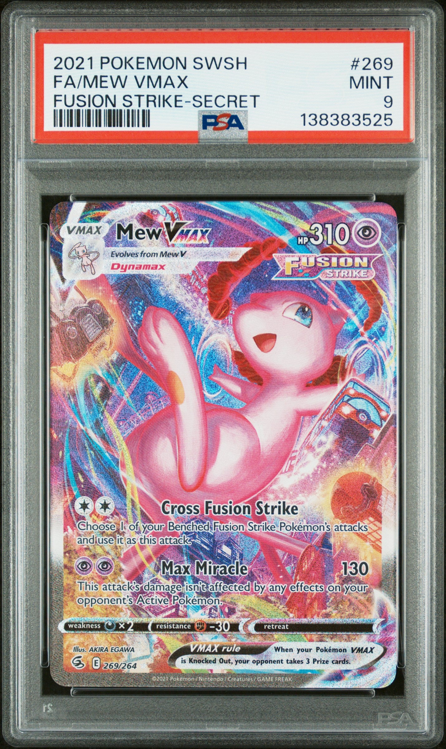 Graded Pokemon - Mew VMAX (269/264) Fusion Strike PSA 9