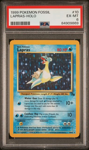 Graded Pokemon - Lapras (10/62) Fossil PSA 6