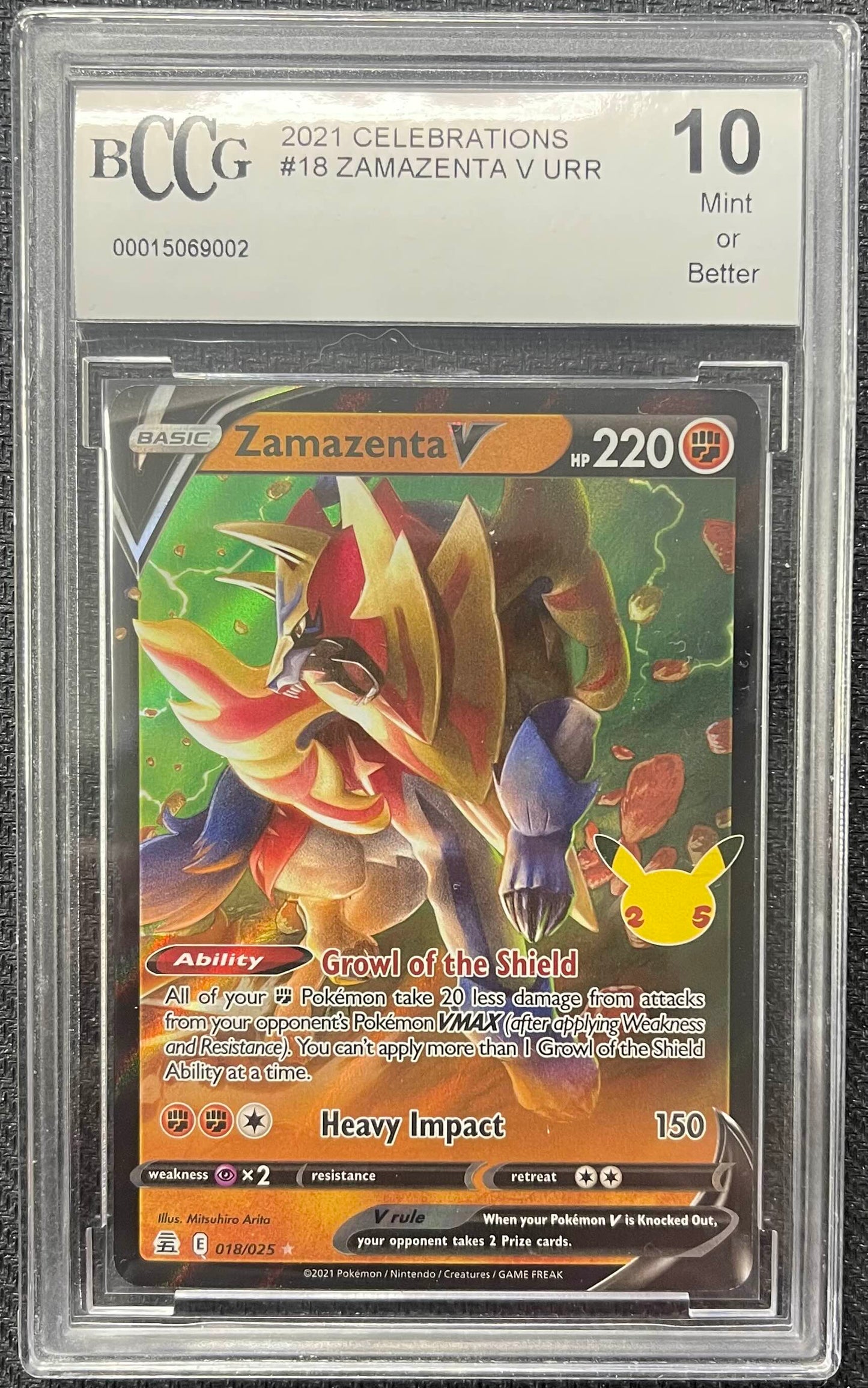 Graded Pokemon - Zamazenta V (018/025) Celebrations BCCG 10