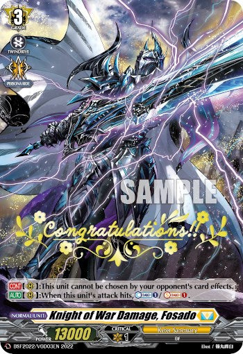 Knight of War Damage, Fosado (Hot Stamped) (BSF2022/VGD03EN 2022) [Bushiroad Event Cards]