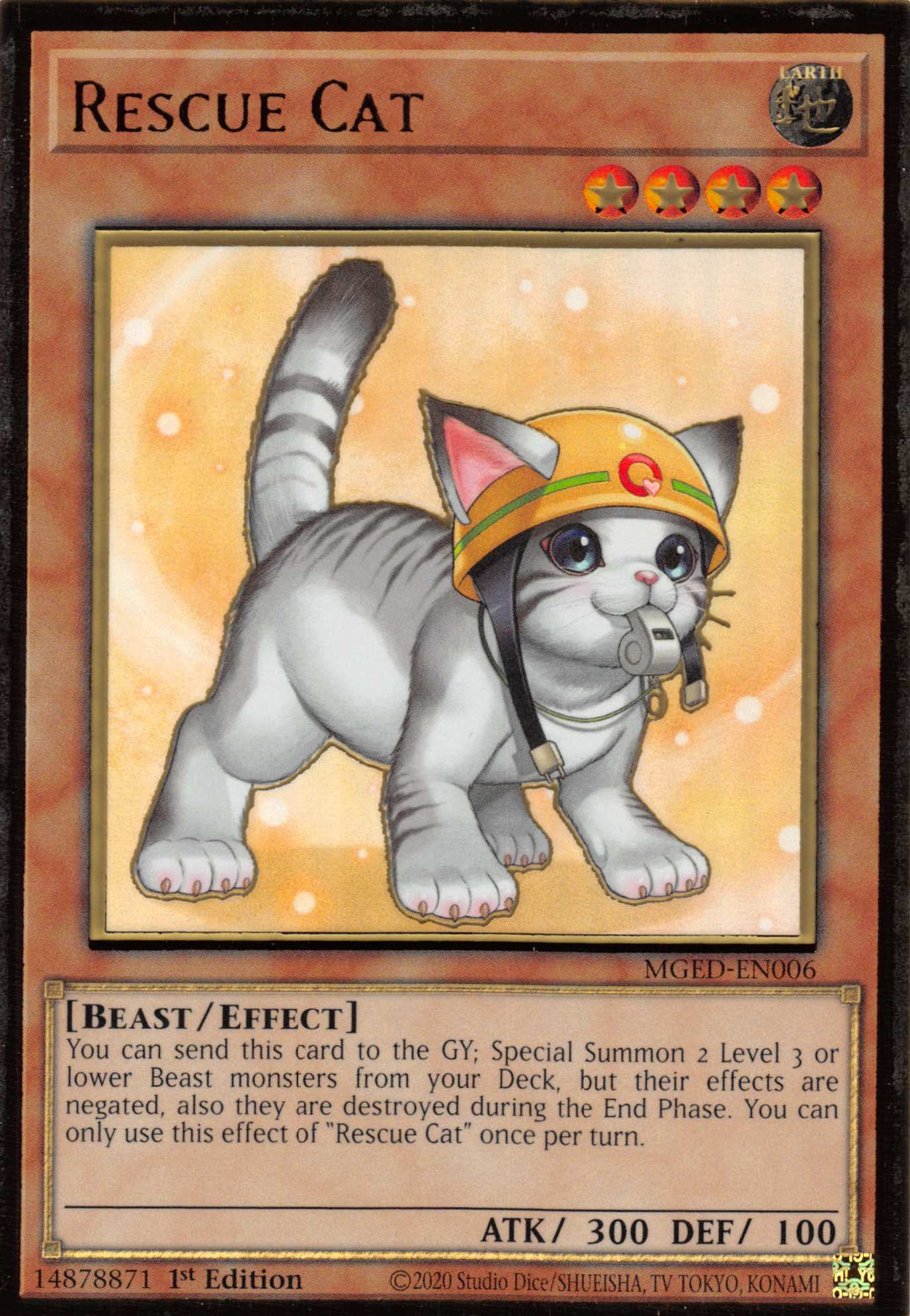 Rescue Cat (Alternate Art) [MGED-EN006] Gold Rare