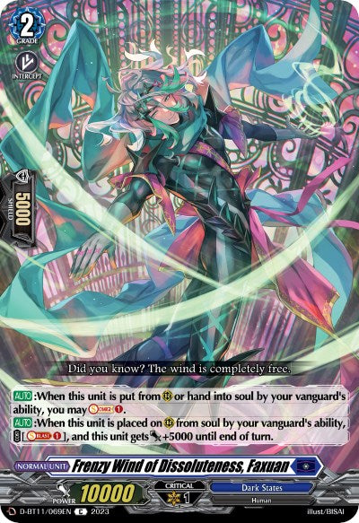 Frenzy Wind of Dissoluteness, Faxuan (D-BT11/069EN) [Clash of Heroes]