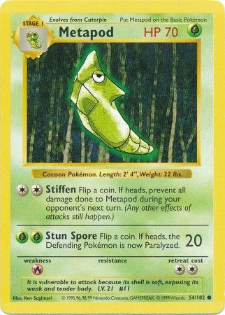 Metapod (54/102) [Base Set Shadowless Unlimited]