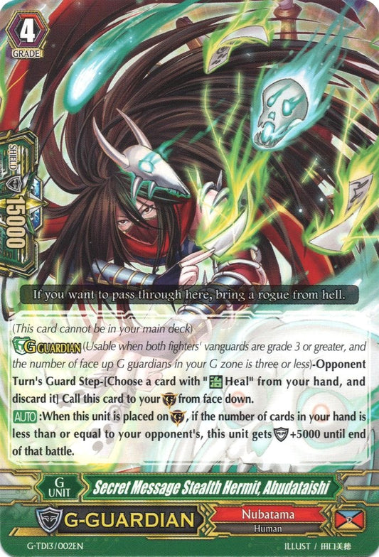 Secret Message Stealth Hermit, Abudataishi (G-TD13/002EN) [Evil Eye Sovereign]