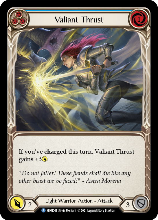 Valiant Thrust (Blue) [MON041] (Monarch)  1st Edition Normal